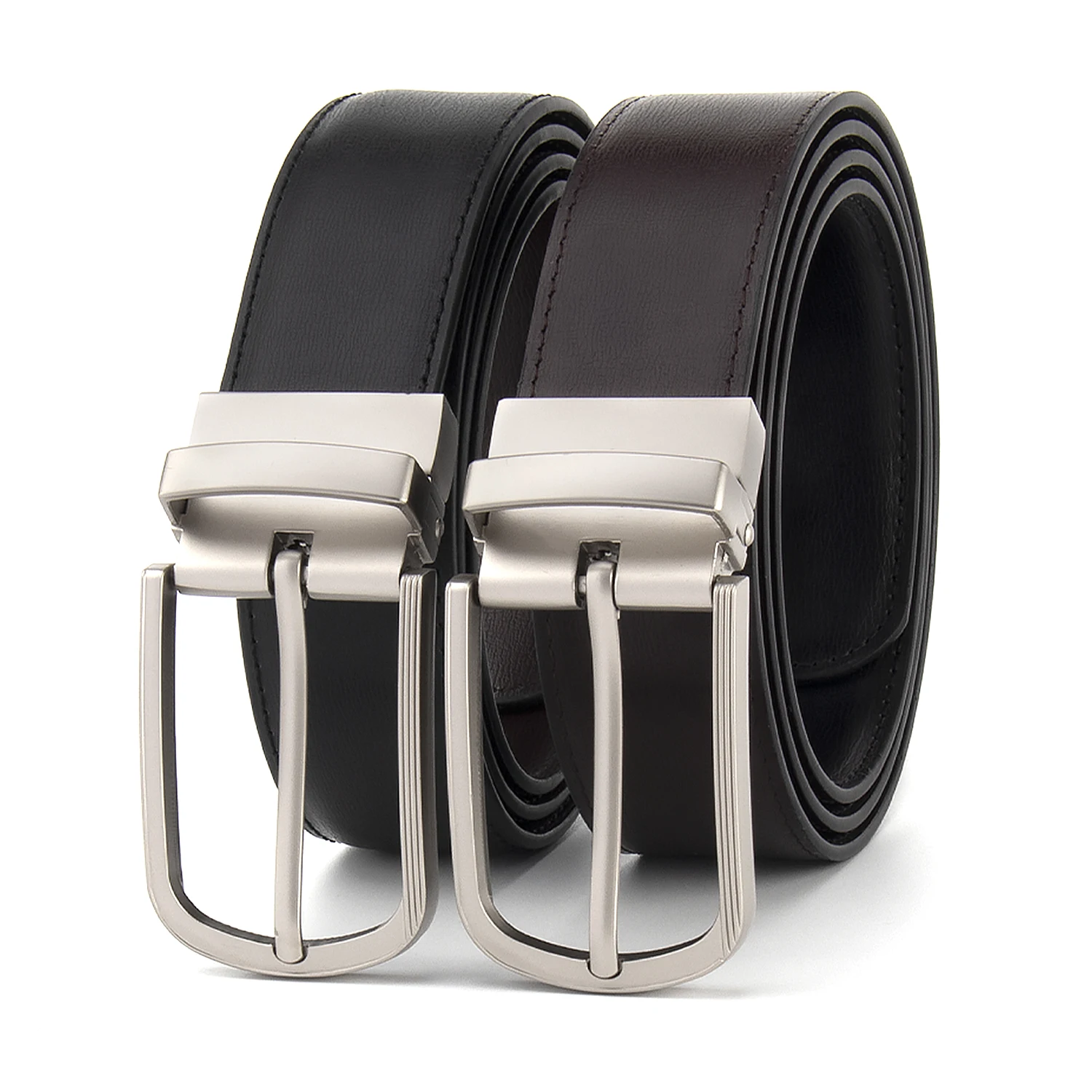 Charmante Herenkeuze: Modieuze, Stevige En Duurzame Klassieke Riem Met Draaibare Gesp En Dubbelzijdige Tweelaagse Koeienhuid