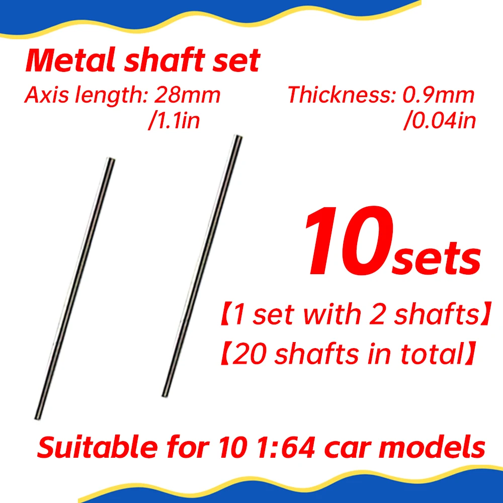 1/64 Model Car Metal Wheels Axles Replacement Parts for Matchbox Tomica Diecast Toys 10 Sets