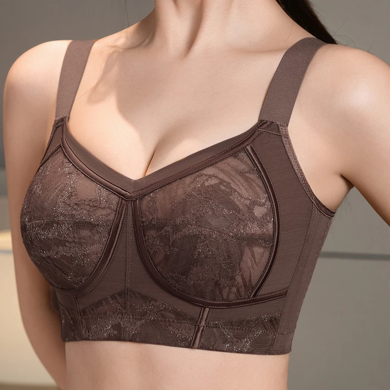 

Women's Wireless Plus Size Non Padded Floral Lace Comfortable Bra 34 36 38 40 42 B C D E F