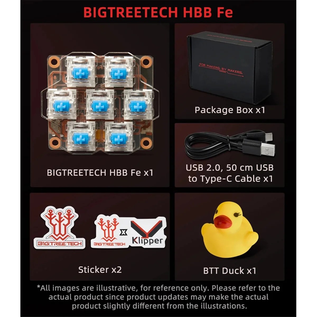 

Плата BIGTREETECH HBB Fe V1.0 для клавиатуры управления Klipper, 7 макрокнопок, RGB-подсветка, 3D-принтер «сделай сам», для Voron 2,4 Switchwire