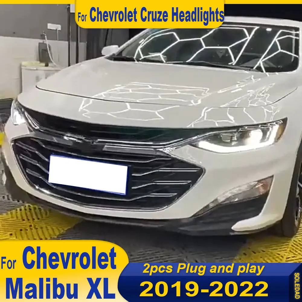 

Полностью светодиодный налобный фонарь для Chevrolet Malibu XL, светодиодные фары 2019-2022, фары DRL, указатель поворота, дальний свет, линза проектора «ангельский глаз»