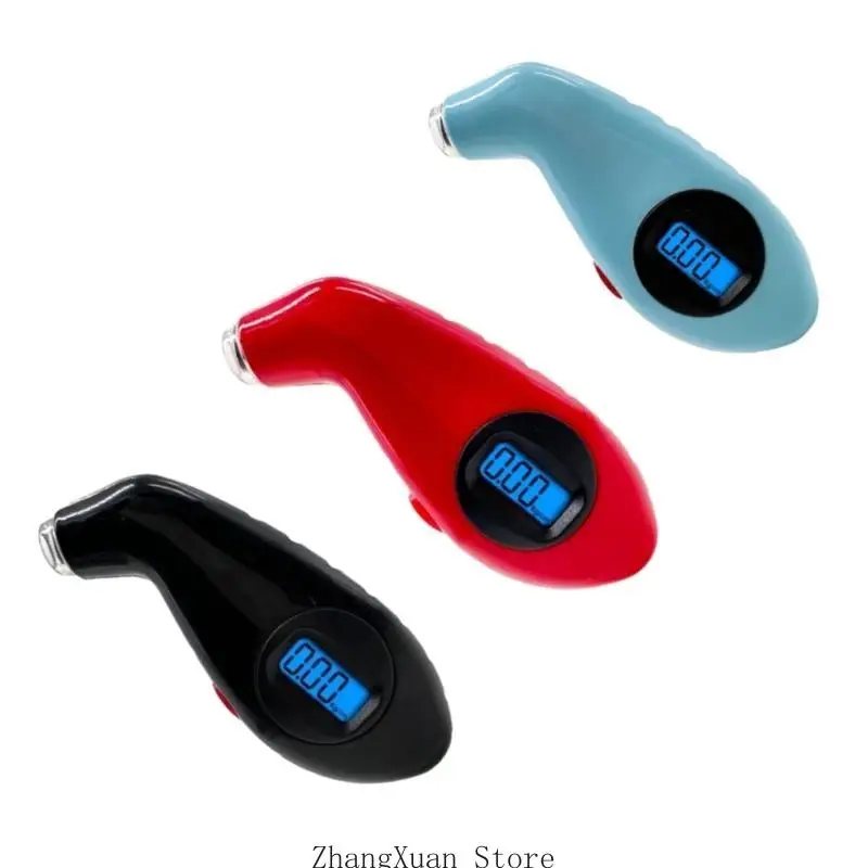 Digital Tire Pressure Gauge Portable Tire PressureMonitor Tool for Trucks 140PSI Tire Pressure Checker Black/Blue/Red 3XUF