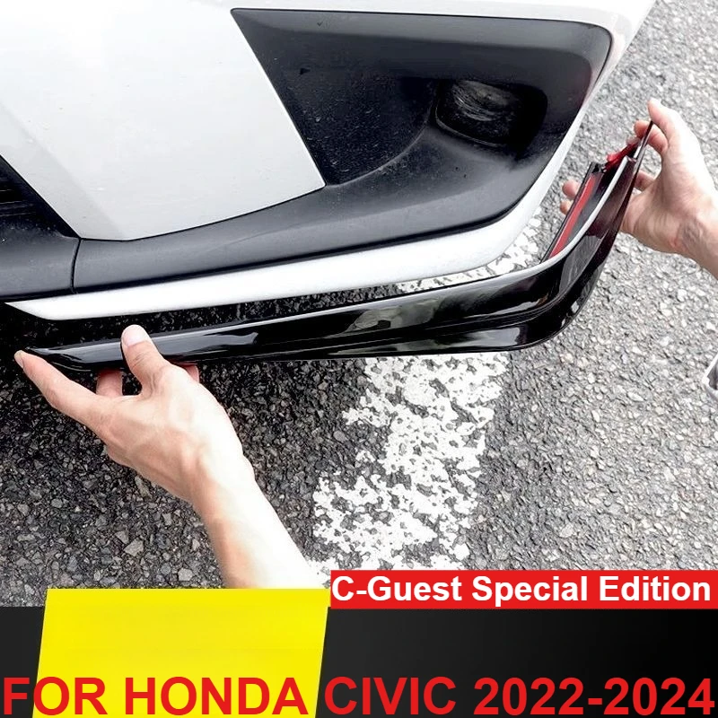 المصد الأمامي الجانب ركن حامي ملصق الزخارف ABS المصد الأمامي شريط الزاوية لهوندا سيفيك 2022-2024 الملحقات الخارجية #1