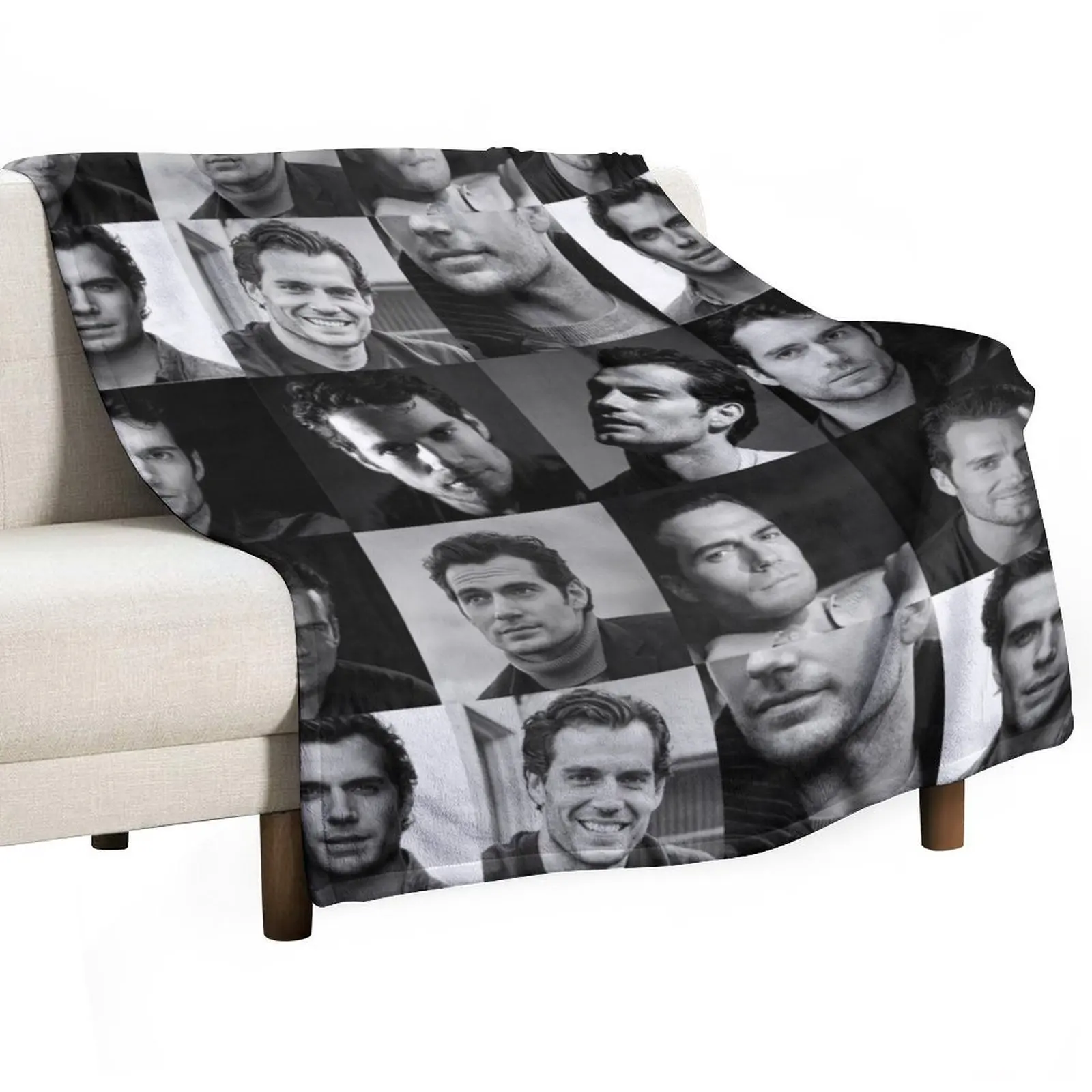 

Henry Cavill collage Black and White Throw Blanket bed plaid Quilt Bed Fashionable Travel Blankets