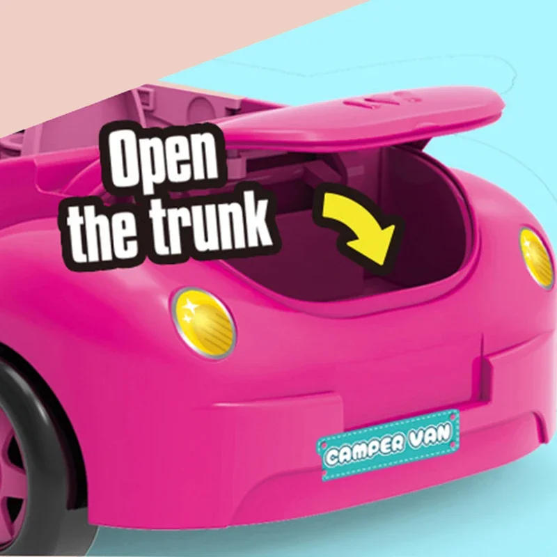 دمية 1/12 نزهة سيارة مجموعة دمية لتقوم بها بنفسك سيارة قابلة للتحويل أثاث مصغر نزهة الأزرق للفتيات التظاهر لعبة هدايا أعياد ميلاد للأطفال #4