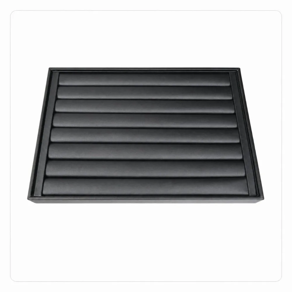 Stackable Jewelry Display Tray PU Leather Multi Compartments Jewelry Storage Organizer Waterproof Black Storage Rack