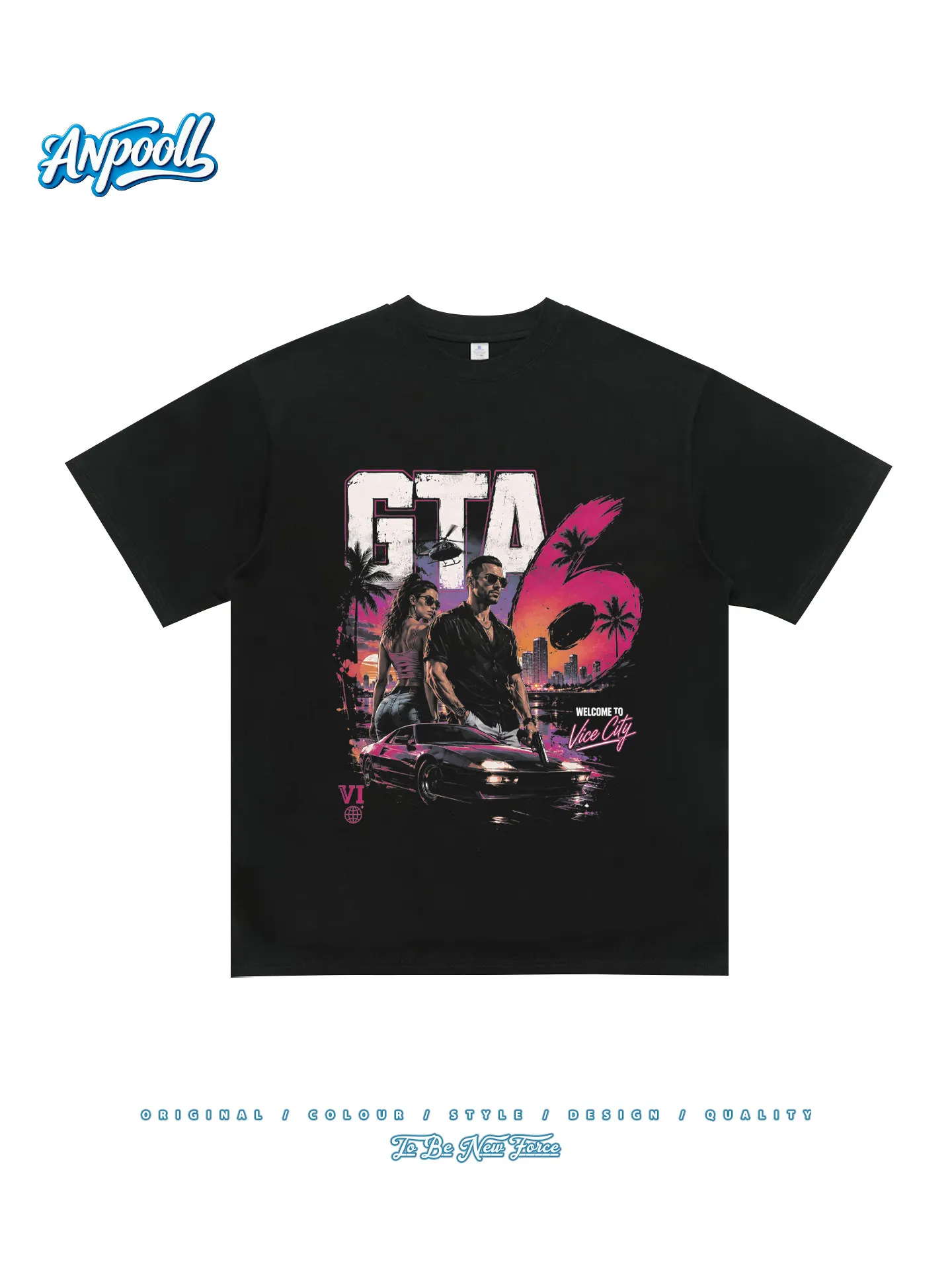 2026 GTA VI Grand Theft Auto 6 T-shirt Vice City Game Graphic Print Pure Cotton T-shirt Unisex Gamer Pullover Tops Ins Y2k