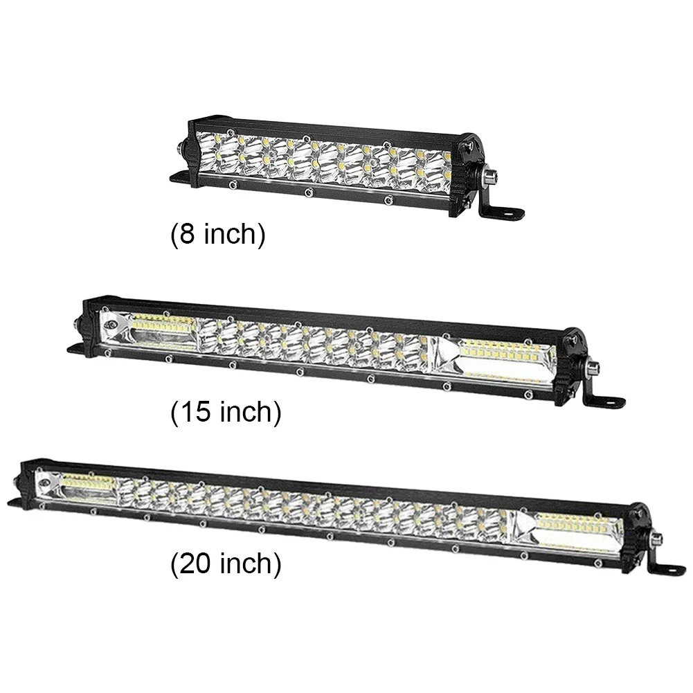 8/15/20 Inch Driving Light Super Bright 2-Row LED Work Light IP67 Waterproof Slim Spot Flood LED Bar Off Road LED Work Light Bar