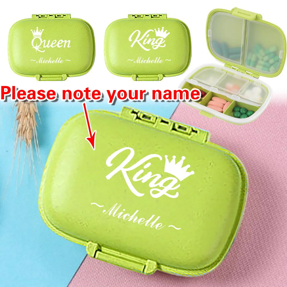 

Персонализированная индивидуальная коробка для таблеток с именем, портативная дорожная коробка для таблеток, витамины, пылезащитные коробки для лекарств, 8 сеток, коробки для хранения