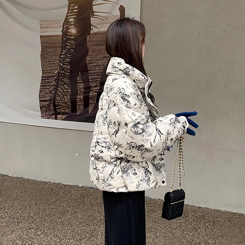 2025, neue Winterjacke für zierliche Größen, lockerer, verdickter Baumwoll-Daunenmantel, kurzes Design, Wärmekomfort