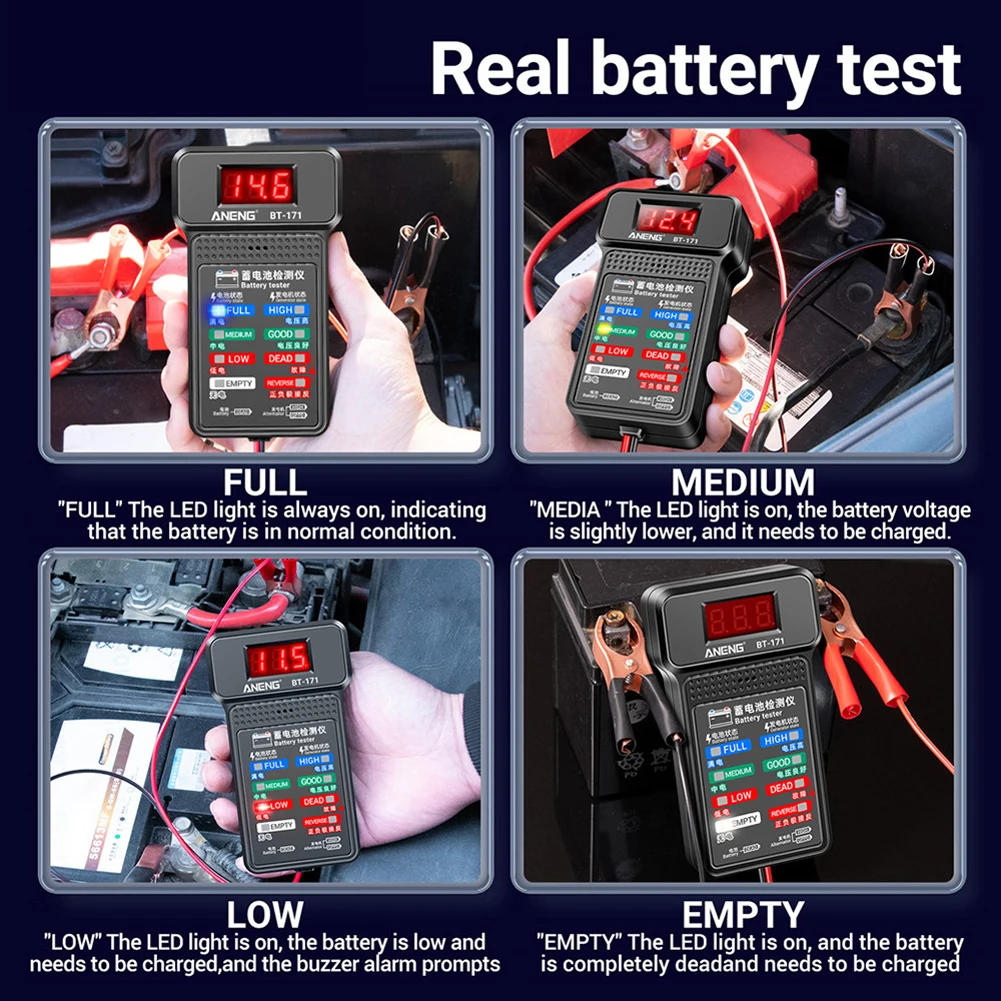 12V Car Battery Tester Portable Car Electronic Battery Detector LED Display Electronic Alternator Tester Mini for SUV Automobile