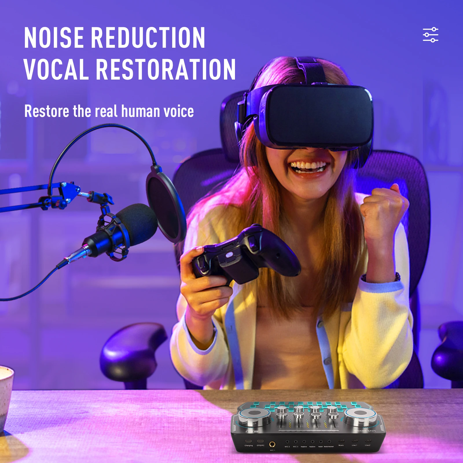 GAX-911 Recording Studio Sound Cards Live Stream SoundCard Live Broadcast Audio Mixer Wireless Sound Cards