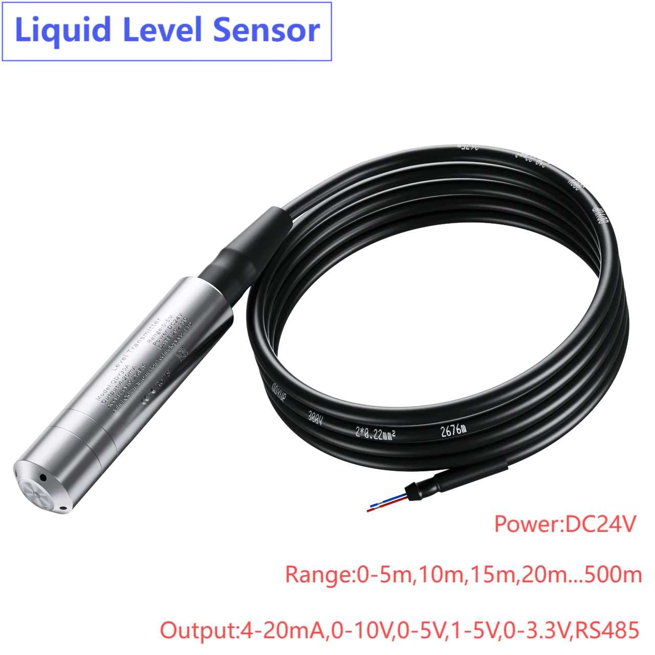 0-5V Hydrostatic Water Pressure Level Sensor Probe 4-20mA 0-3.3V Signal Output Liquid Level Transmitter 0-3M 5M 15M Cable