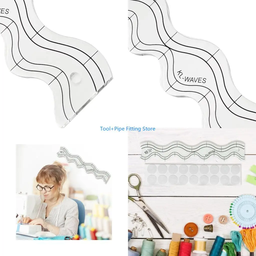 F92B 4Inch Wavy Quilting Templates for Sewing Quilters Rulers Wavy Quilting Templates