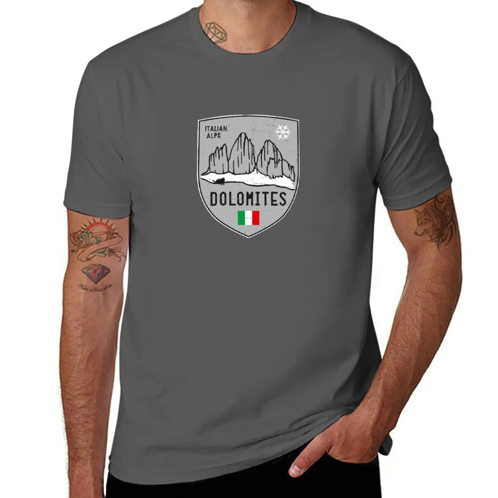 Dolomites Mountain Italy Emblem T-Shirt summer top oversizeds funnys mens champion t shirts