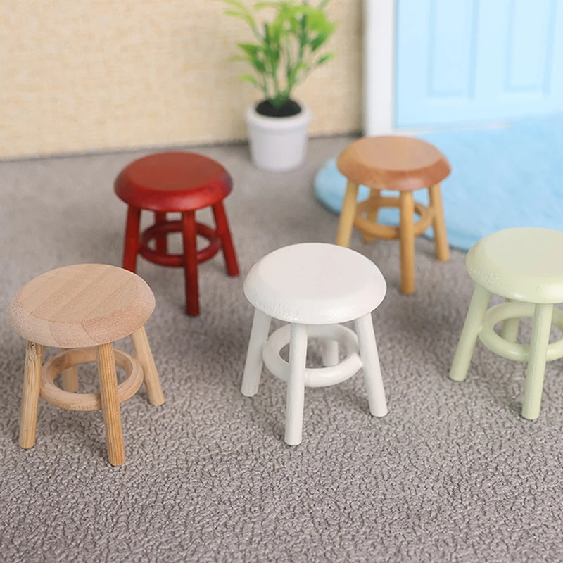 1:12 Dollhouse Miniature Small Round Stool Seat Chair Furniture Model Home Decor Toy Doll House Accessories