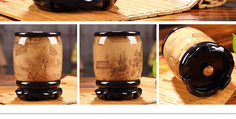 Best business present # Home OFFICE Decor art -high grade 3D CHINA Riverside Scene at Qingming Festival pen holder art  statue