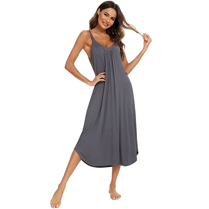 Cotton Nightgown for Women Sleeveless Long Night Dress Slip Sexy Nightgown Sleepwear Women\'s Nightie Nightwear Sleep Dress