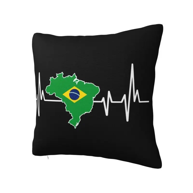 Luxury Heartbeat Design Brazilian Flag Brazil Sofa Cushion Cover Velvet Brazilian Proud Pillow Case