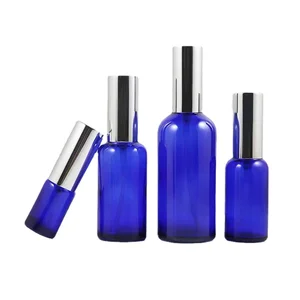 10ml 15ml 20ml 30ml 50ml 100ml Blue Glass Bottle with Perfume Sprayer, Essential Oil Spray Glass Perfume Bottle