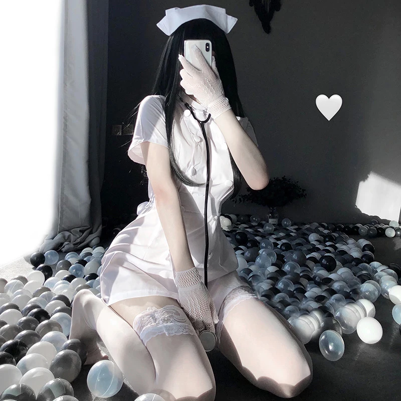 Porno Women Sexy Lingerie Nurse Cosplay Erotic Costume Maid Outfit School Girl Pink White Kawaii Doctor Anime Roleplay