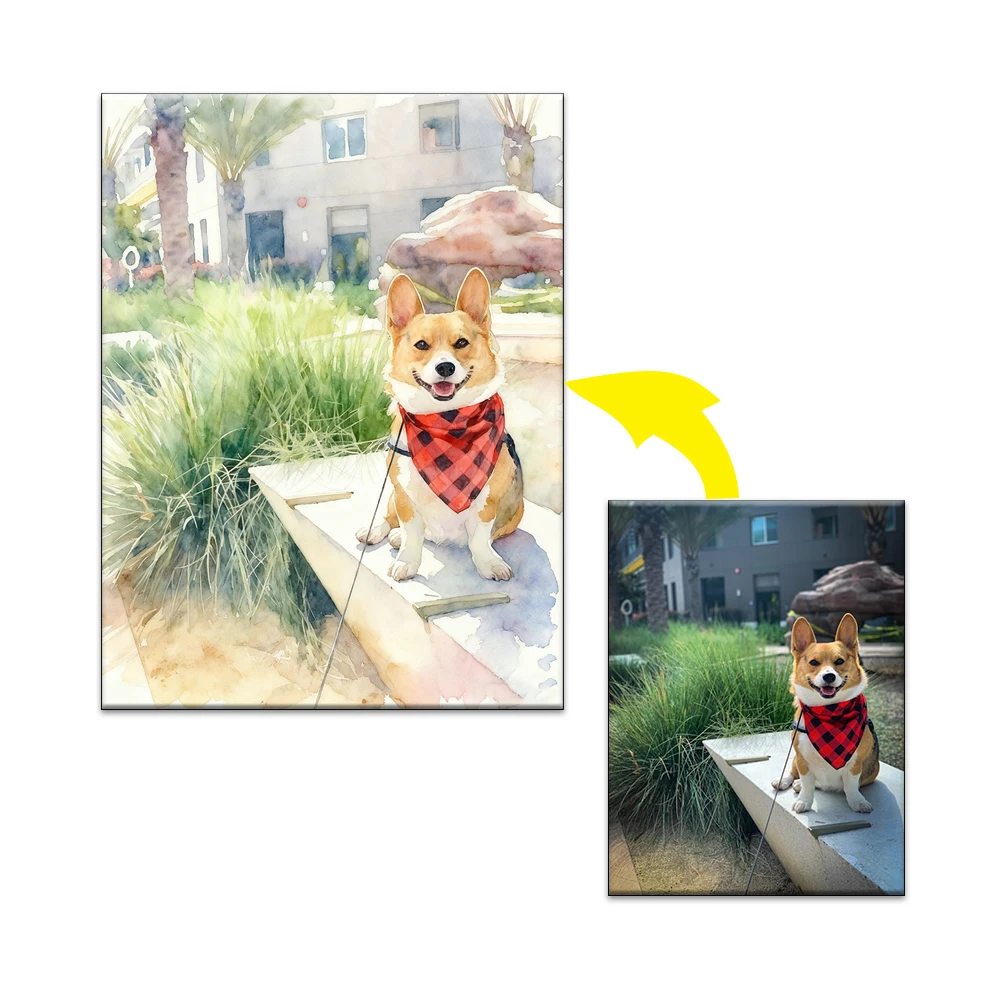 لوحة زوجين مخصصة من الصورة، صورة مائية مخصصة لذكرى الزفاف، هدية تذكارية للحيوانات الأليفة الفريدة، طباعة قماشية #1