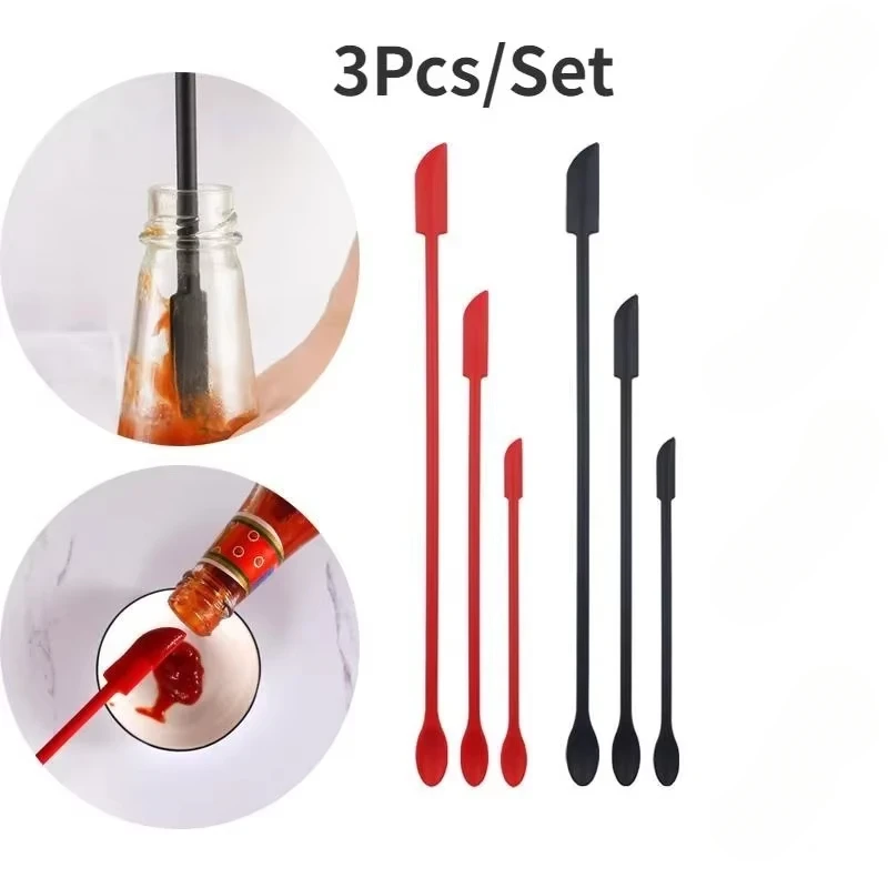 

3Pcs/Set Silicone Spatula Heat Resistant Long Handle Dual-Ended Scraper and Spoon Jam Spatula Kitchen Gadget Kitchen Accessories