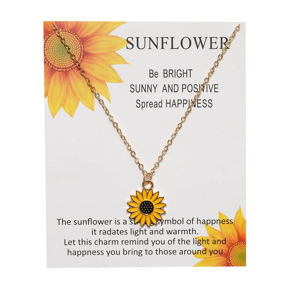 

Creative Sunflower Necklace Personalized Alloy Oil Dropping Sunflower Women Pendant Collar Chain Neckchain Jewelry