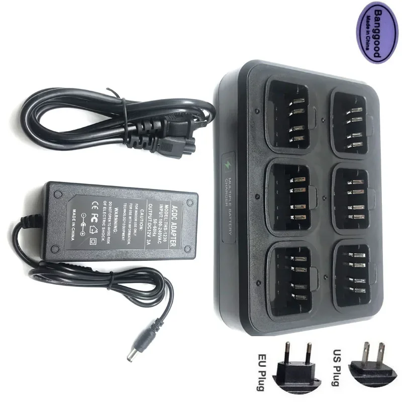 Adaptador rápido multifuncional de carregador de 6 vias, uso com o Motorola XIR P8268, DP4400, DP4800, DP4801, DEP550, DEP570, DP2000, DP2400, DP2600 Rádio