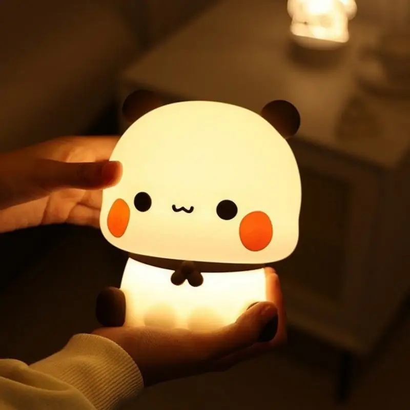 Cute Bear Night Light 3 Modes Dimmable Silicone Nursery Sleeping Lights Novelty Touch Nightlight Kids Girls Bedroom Bedside Lamp