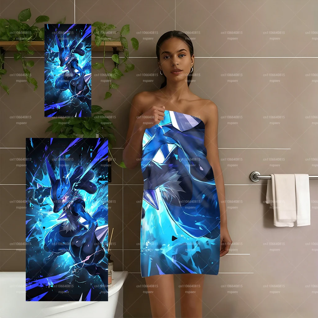 Lucario Pokemon Beach Towel, Cool Blue Aura Design, Ultra Soft Lightweight Towel for Pool & Travel view 6