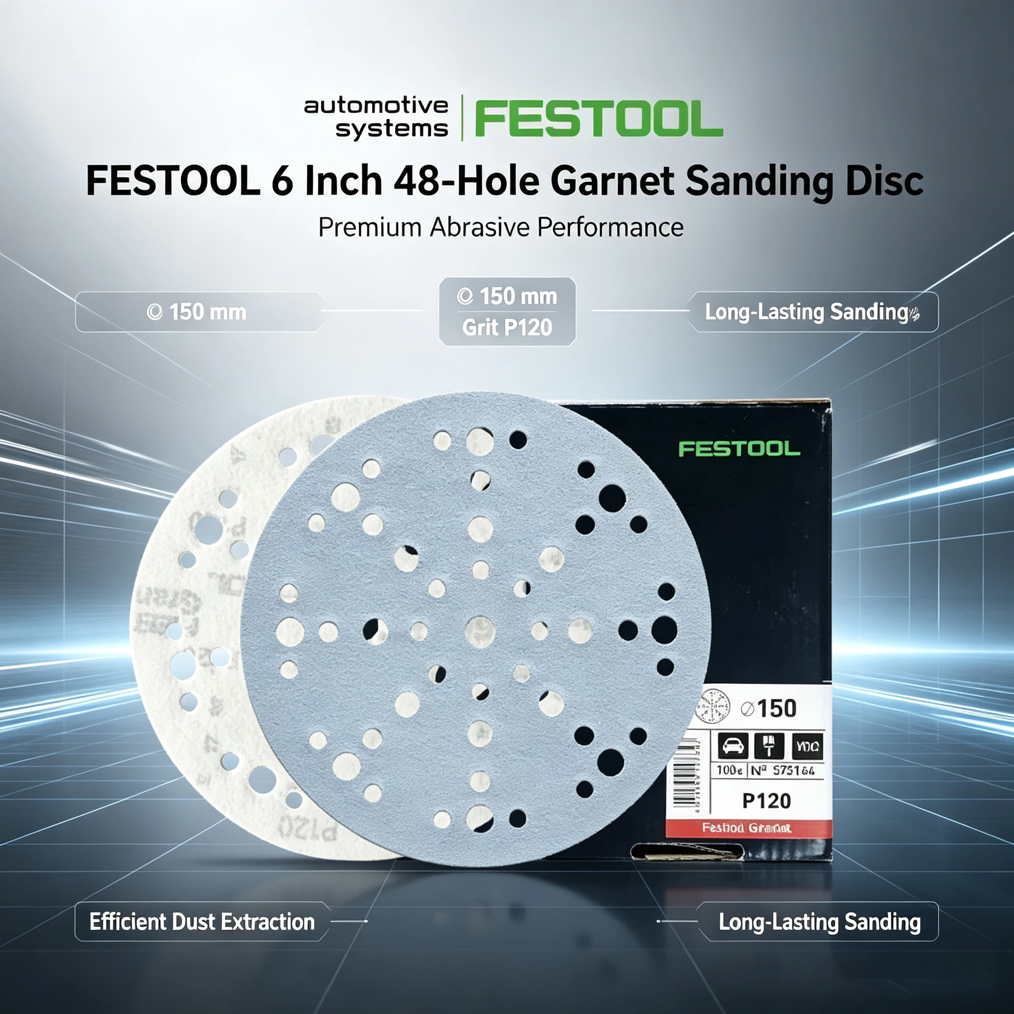 FESTOOL 6 Inch 48-Hole Garnet Sanding Disc paint surfaces automotive body filler marble sanding and polishing