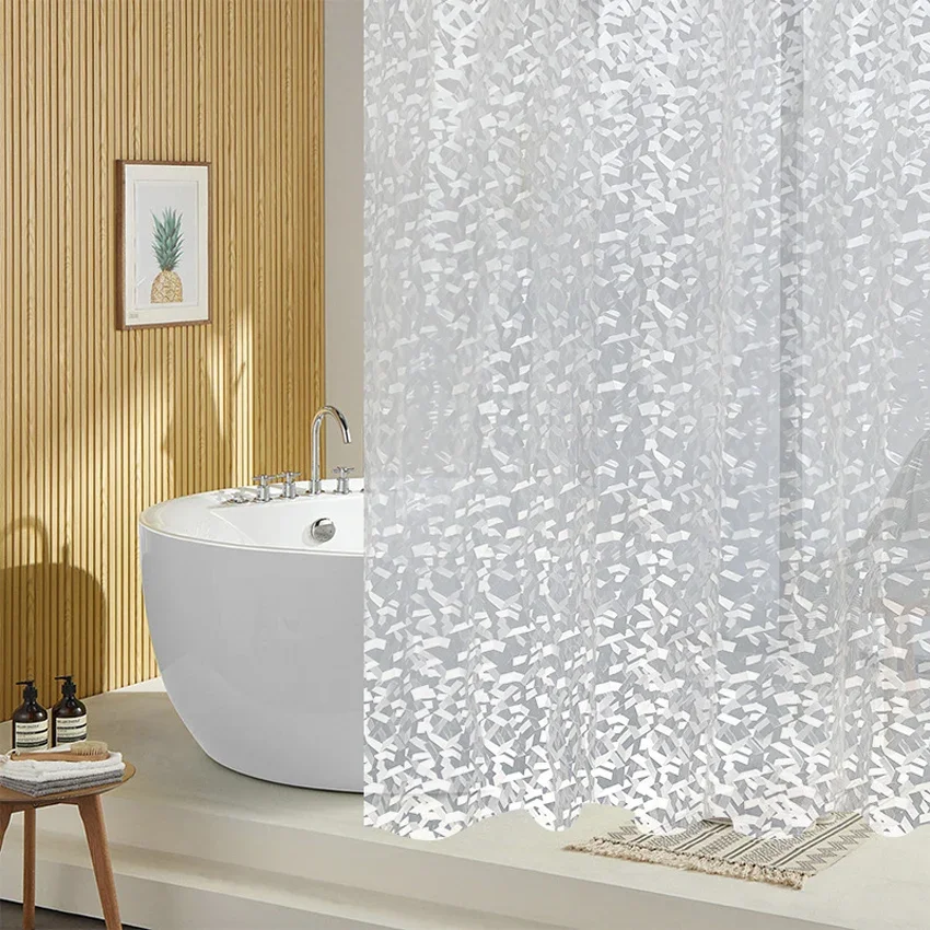 Clear Pebble Shower Curtain Transparent Waterproof Geometric PEVA Bath Curtains Liner for Bathroom Bathtub Bathing Cover Modern