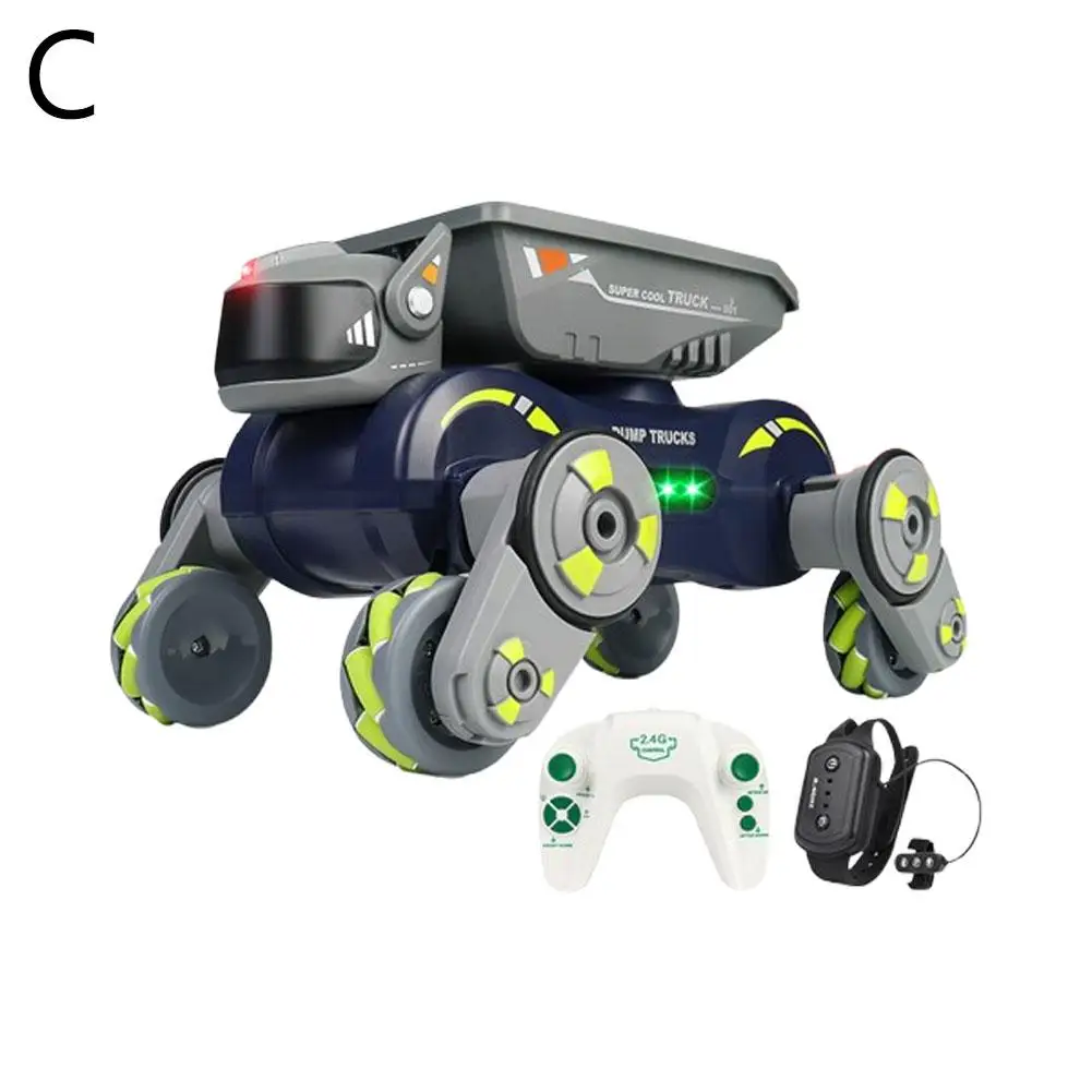 RC Robot Dog Telecomando Doppio Controllo a Otto Ruote Controllo Gesto Meccanico Auto per Bambini Cane Giocattolo Intelligente Induzione Remota T4T1