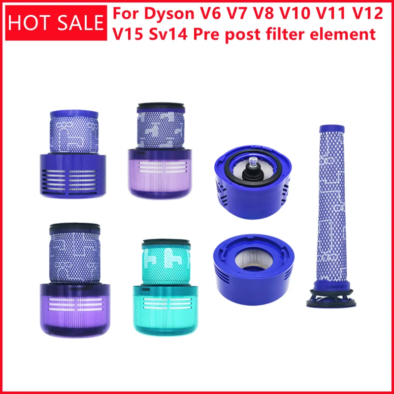 Para dyson v6 v7 v8 v10 v11 v12 v15 sv14 pré post filtro elemento limpo aspirador de pó filtros peças reposição acessórios