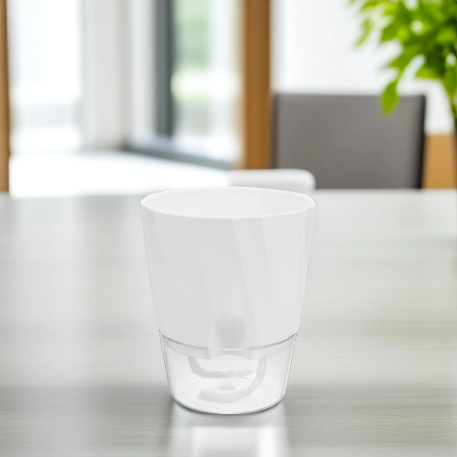 

Automatic Water Absorbing Planters Self Watering Pots Transparent Plastic Flower Pot Indoor Double Layer Middle Size