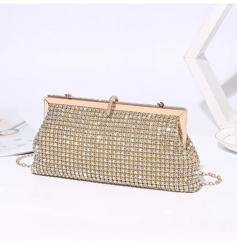 

2024 New Women's Stylish Dinner Bag Diamond Bag in hand Women's Rhinestone Bag with Crossbody Chain Party Handbag T715-1