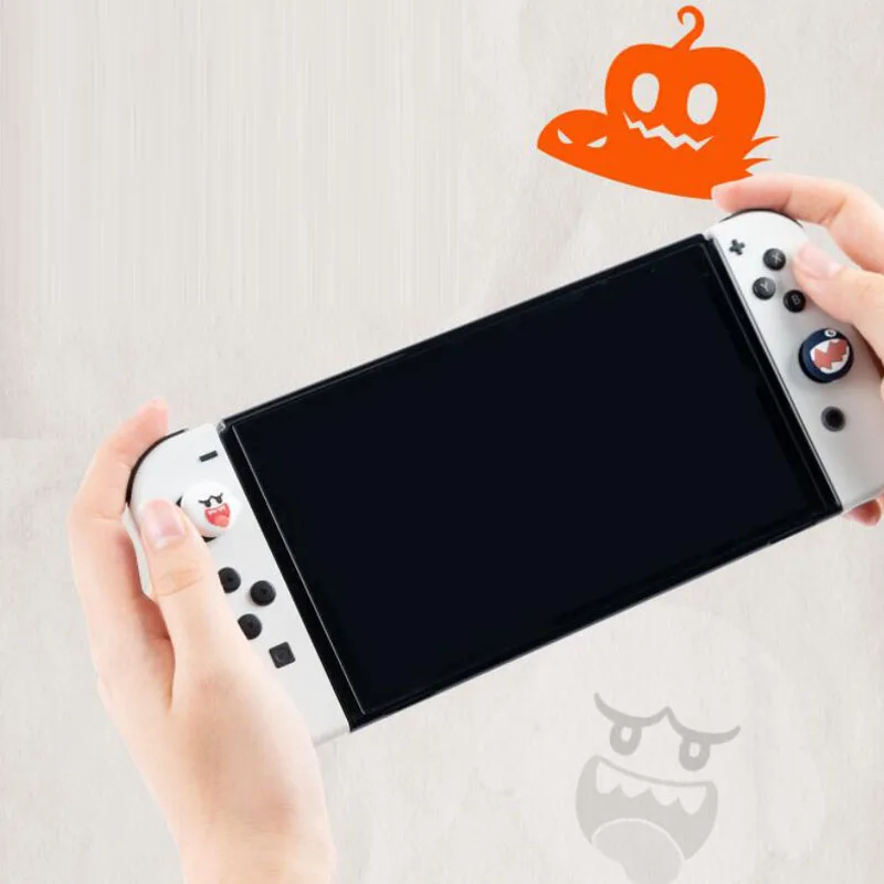 ソフトサムスティックグリップキャップwoof ghost game、スイッチ用joy-conコントローラー用ジョイスティックカバー、サムスティックケース