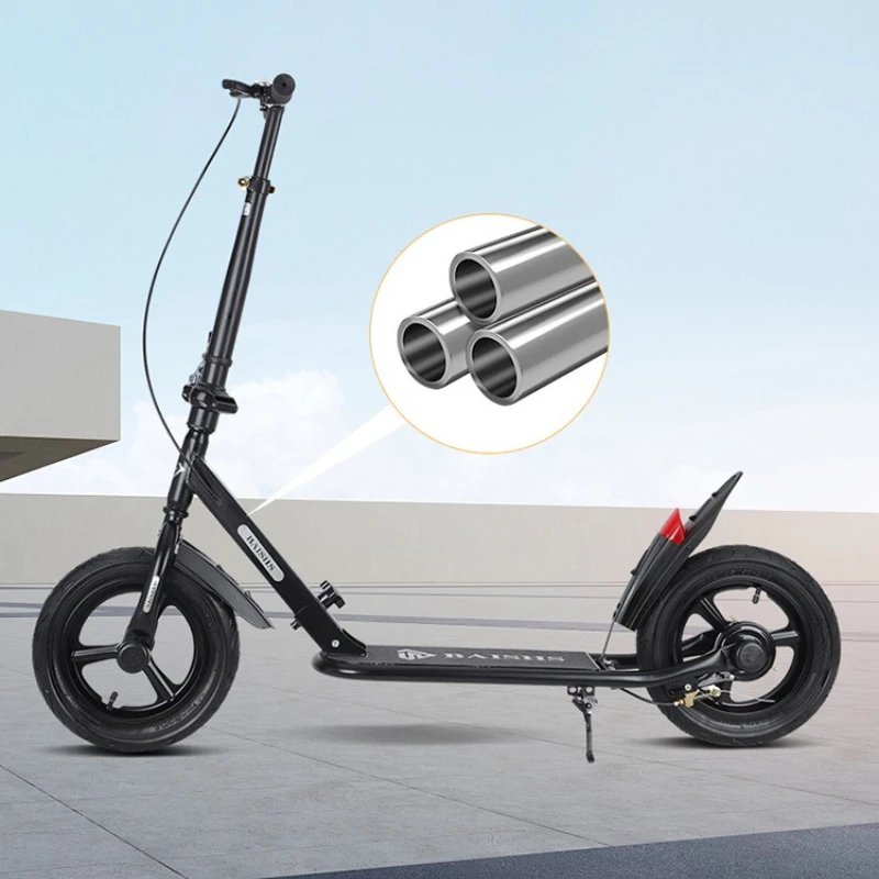 

Adult & Teen Scooter, Foldable 2-Wheel Commuter Kick Scooter, Adjustable Height, Carbon Steel Frame, One-Click Folding