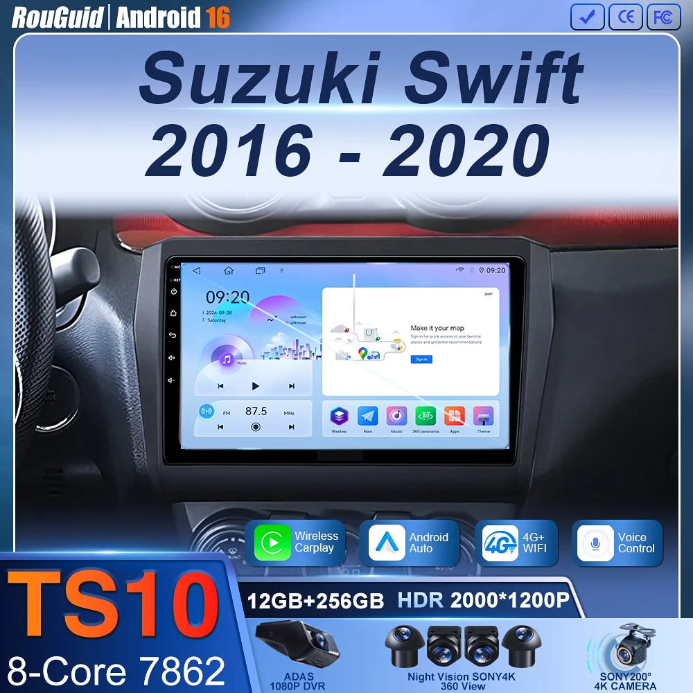 

Android 16 Carplay Auto 2K Screen Multimedia Player For Suzuki Swift 2016 - 2020 Car Radio Autoradio GPS Stereo 2din Head Unit