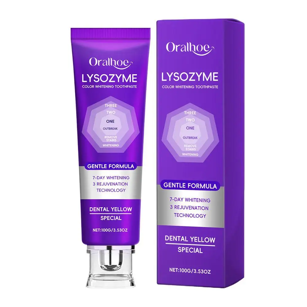 

Осветляющий эффект Фиолетовая зубная паста Мятный вкус Коррекция цвета Ежедневный уход за полостью рта Свежее дыхание Нежная эмаль Формула 100 г