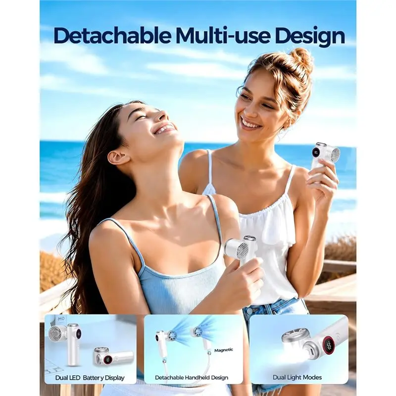 A56T-Portable Neck Fan 4000Mah USB Rechargeable Bladeless Fan 5 Speeds Strong Airflow Hands-Free Personal Wearable Fan Black