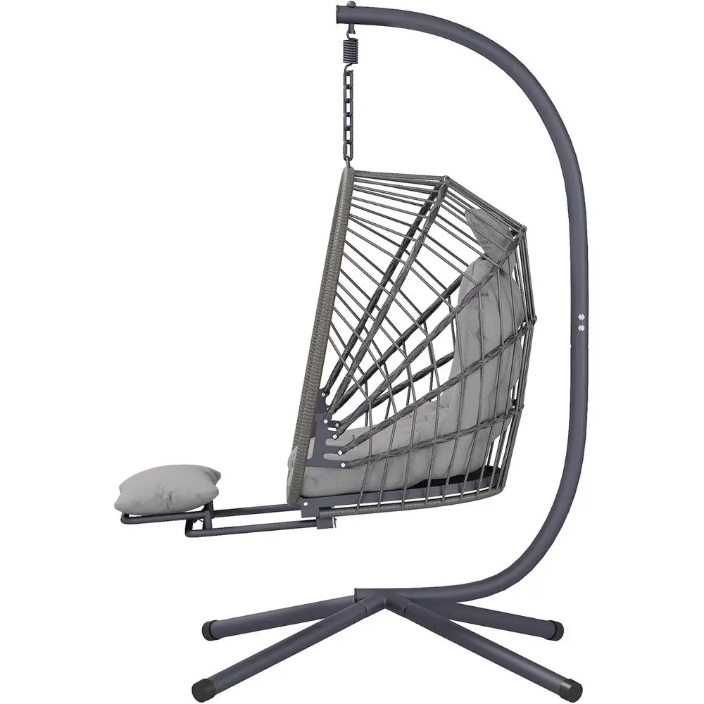 

TIFICY Egg Chair с подставкой и подставкой для ног, подвесное кресло-качалка-гамак для патио с подушкой для помещения, светло-серый