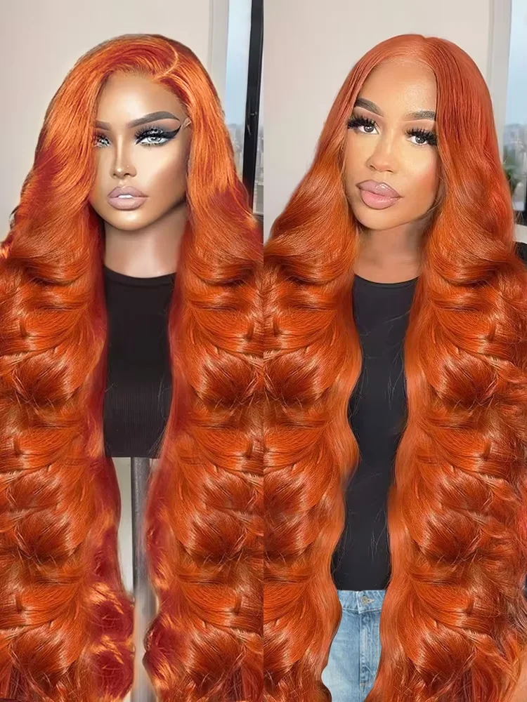 Body wave 30 inch Colored wigs human hair Orange Ginger 13x4 lace front Cheap on Sale 13x6 hd lace frontal wigs for women