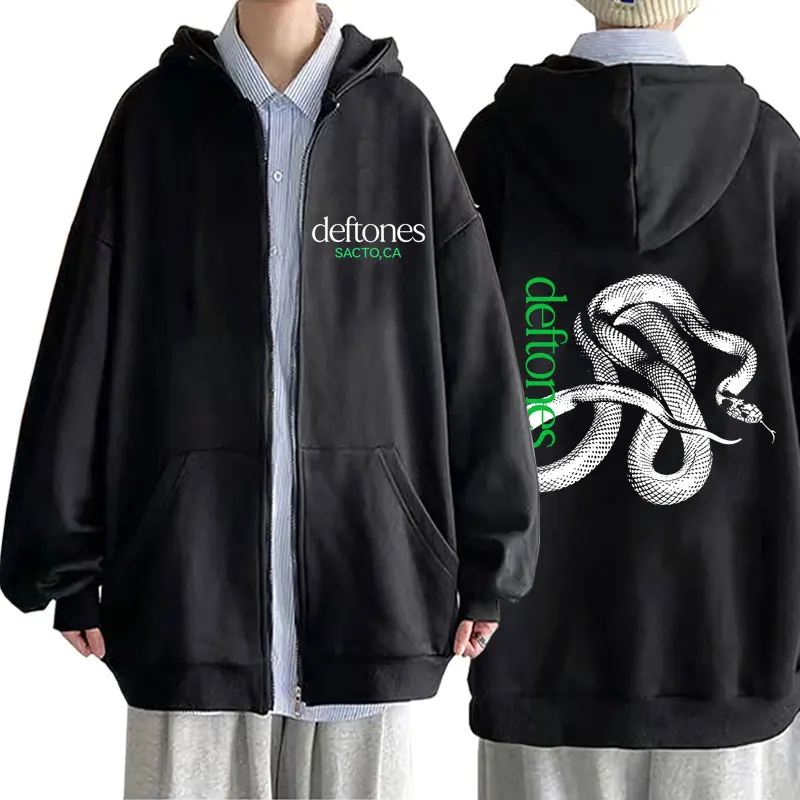 

Limited Rock Band Deftones Private Music Snake Graphic Zipper Hoodie Men Women Fashion Alternative Metal Oversized Zip Up Jacket