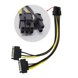 Dual SATA 15pin Male to 8pin(6+2) 6 PCI-E PCIE Express Graphics Video Card Powrer Supply Converter Adapter GPU Extension Cable