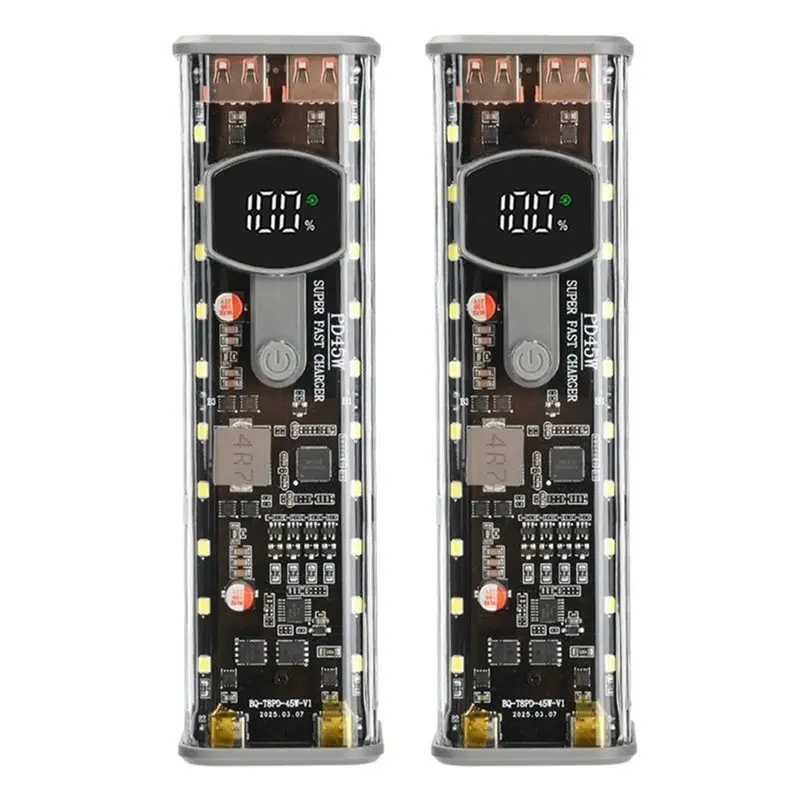 2026 New-2X 8 Sections 18650 Battery Case PD 45W Super Fast Charging Rechargeable Case Weldless Battery Case With Outdoor Light