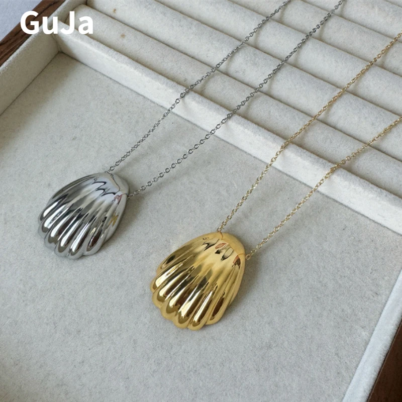 Fashion Jewelry Sweet Korean Temperament Metal Shell Shape Pendant Necklace For Women Female Gifts Simply Design Accessories