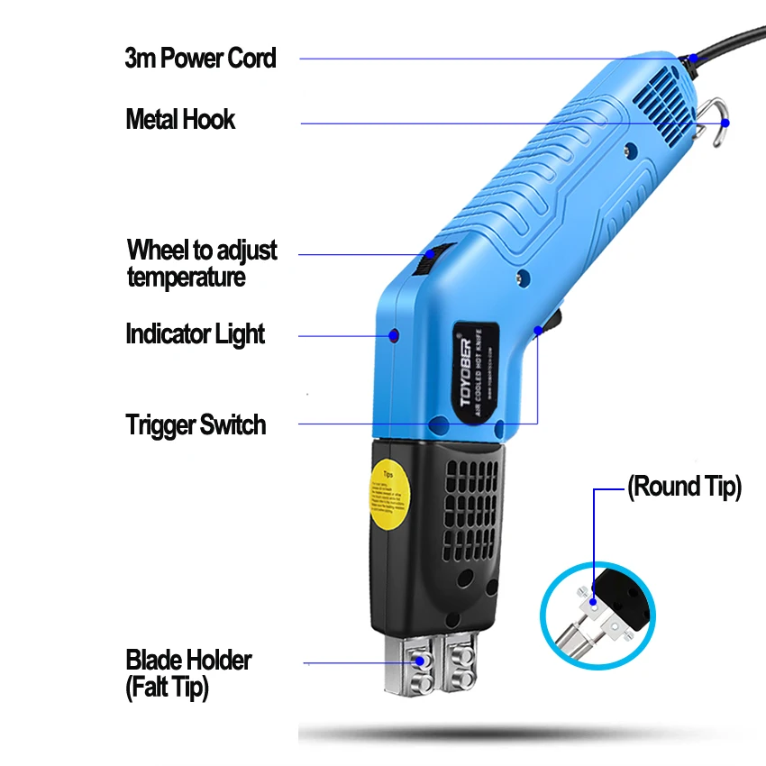 Air Cool Version Electric Heating Knife Fabric Cutter Webbing Cutting Machine Ribbon Cutter Nylon Rope Cutting Tools Hot Knife