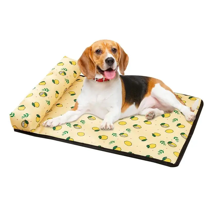 

Cooling Mat For Dogs Puppy Cooler Bed with Pillow Portable Washable Pet Dogs Cats Pad Anti-slip With Waterproof Liner For Summer